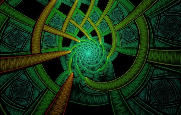 Зеленый фрактальный  красивый узор 