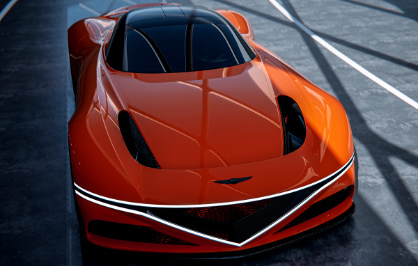 Оранжевый автомобиль Genesis X Gran Berlinetta