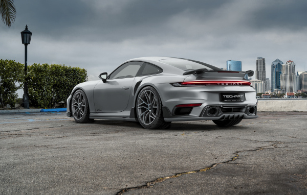 Вид сзади на автомобиль TechArt GTsport 2024 года