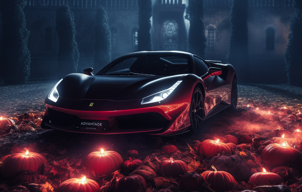 Автомобиль Ferrari Supercar у замка