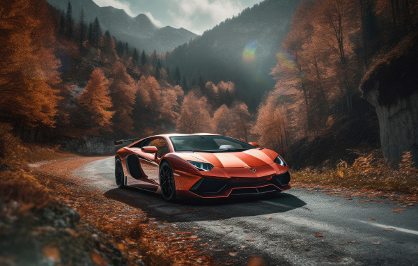 Автомобиль Lamborghini Aventador Autumn
