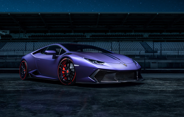 Сиреневый автомобиль Vorsteiner Lamborghini Huracán Novara