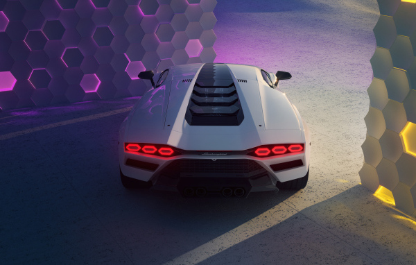 Вид сзади на автомобиль Lamborghini Countach