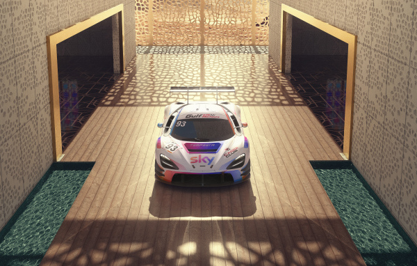 Вид сверху на автомобиль McLaren 720S GT3 EVO