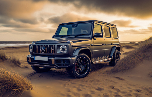 Автомобиль Mercedes-Benz G63 AMG на песке