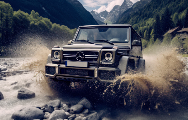 Внедорожник Mercedes-Benz G63 AMG в реке