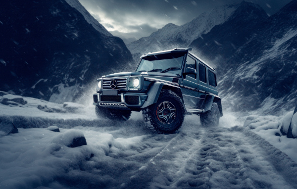 Внедорожник Mercedes-Benz G63 AMG на снегу