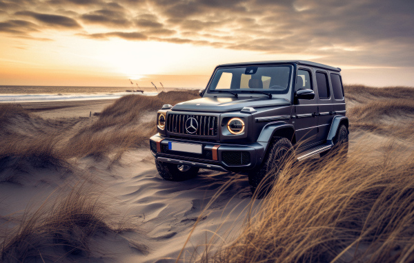 Внедорожник Mercedes-Benz G63 AMG на пляже