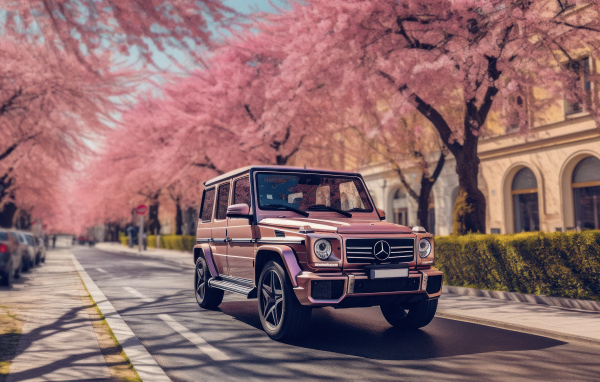 Внедорожник Mercedes-Benz G63 AMG на дороге