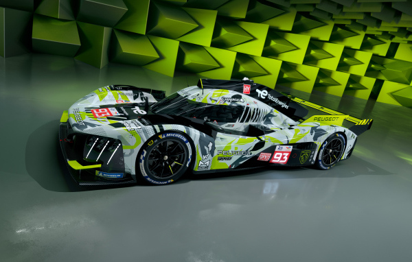 Стильный гоночный автомобиль Peugeot 9X8 2024 года
