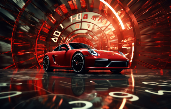 Красный автомобиль Porsche GT3 RS