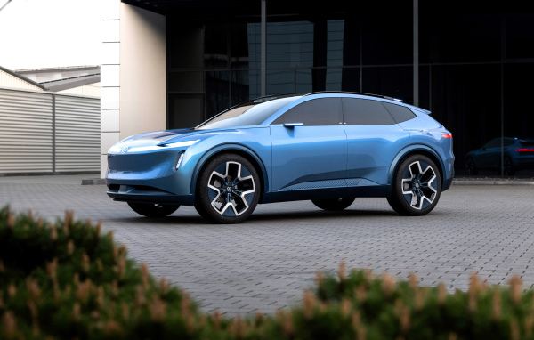 Синий автомобиль Volkswagen ID. Code 2024  года