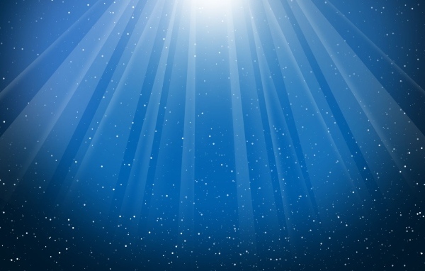 Синий фон с яркими лучами и белыми точками