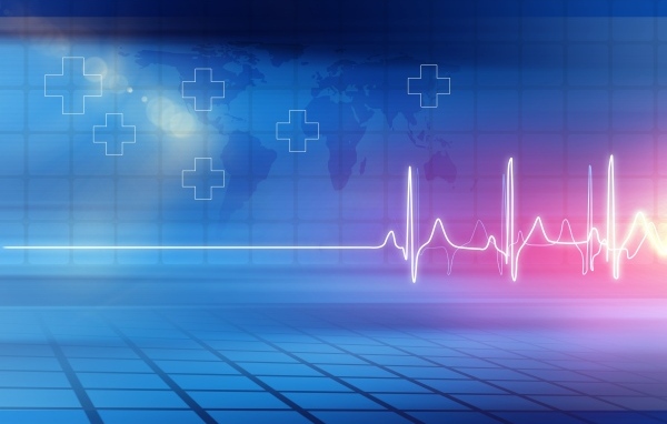 Кардиограмма с крестами на фоне квадратов