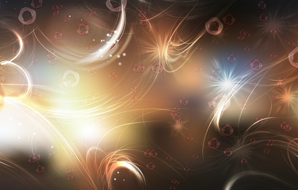 Круги и яркие вспышки на коричневом фоне