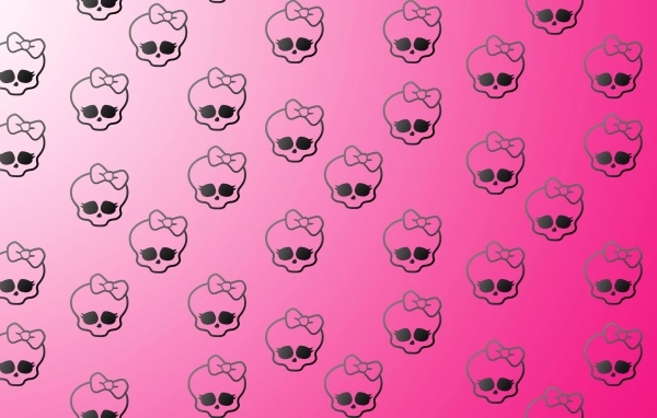 Черепа с бантами на розовом фоне