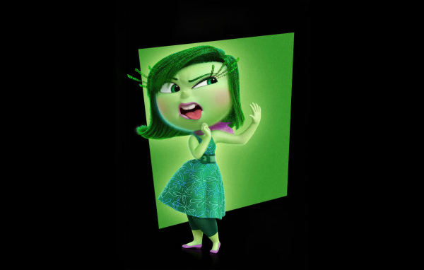 Персонаж Брезгливость нового мультфильма Головоломка 2 на черном фоне, 2024