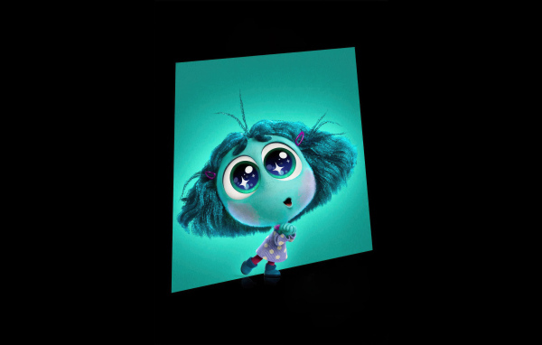 Персонаж Зависть нового мультфильма Головоломка 2 на черном фоне, 2024