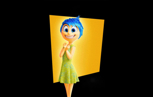 Персонаж Радость нового мультфильма Головоломка 2 на черном фоне, 2024