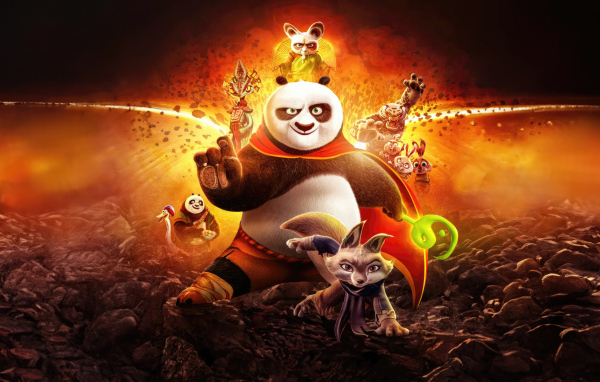 Огненный постер мультфильма Кунг-фу панда 4
