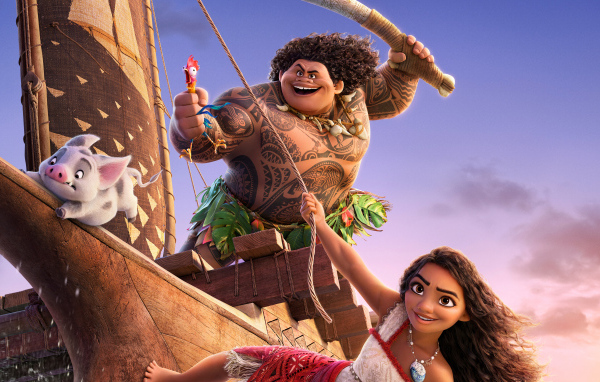 Персонажи мультфильма Моана 2 на корабле
