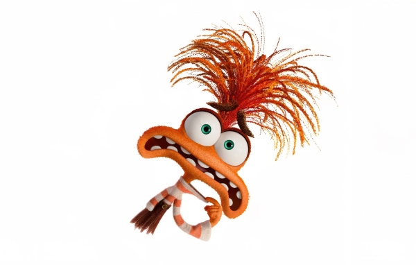 Оранжевый персонаж Тревожность из мультфильма Головоломка 2 на белом фоне