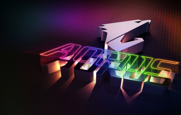 Надпись и логотип компании aorus gigabyte