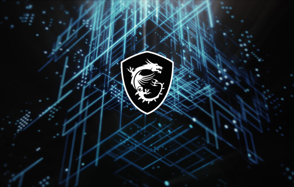 Логотип msi на неоновом фоне с линиями