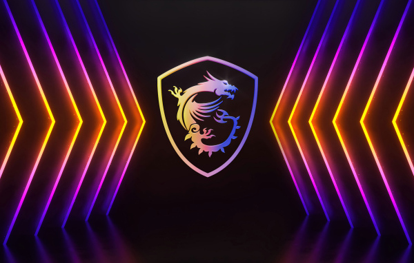 Разноцветные неоновые указатели для логотипа msi