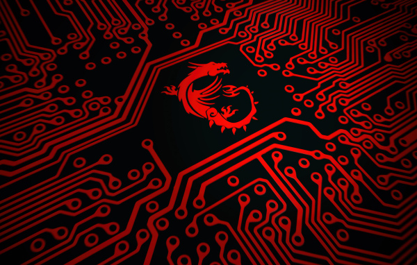 Красный дракон логотип msi на плате