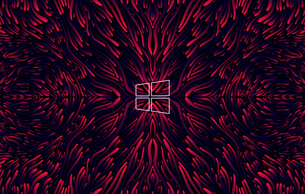 Белый логотип windows на красном волнистом фоне