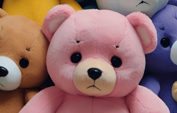 Разноцветные плюшевые медведи крупным планом