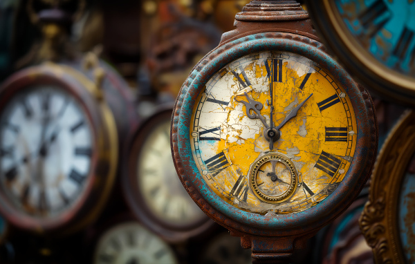 Старые ржавые часы крупным планом