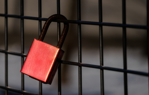 Красный замок на сетке 