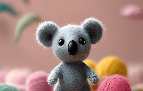 Игрушечная коала из шерсти
