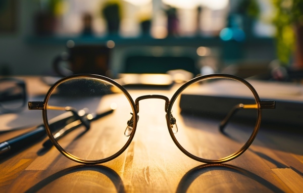 Очки для зрения лежат на столе