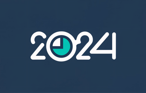 Белые цифры 2024 на сером фоне