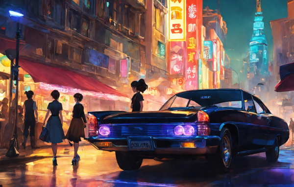 Черный автомобиль на улице в Китае