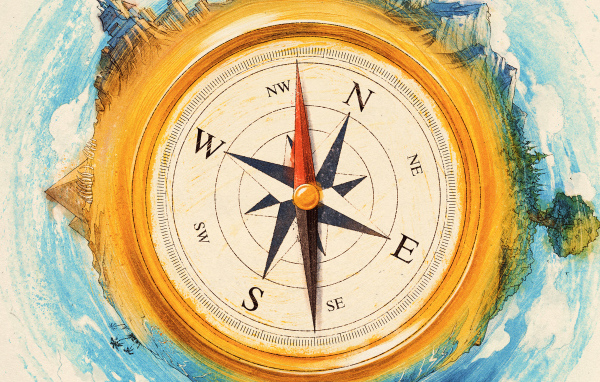 Большой нарисованный компас 