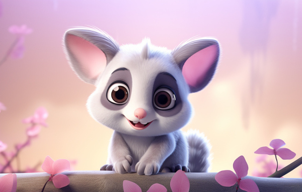 Маленький серый нарисованный опоссум