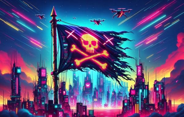 Пиратский флаг над городом