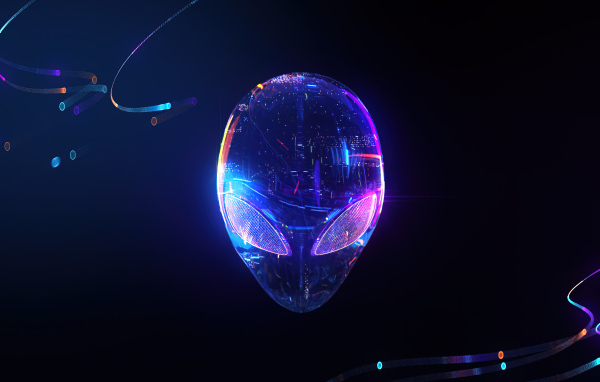 Маска инопланетянина на черном фоне