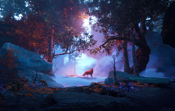 Животные в фантастическом лесу 