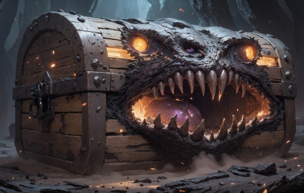 Сундук монстр с острыми клыками