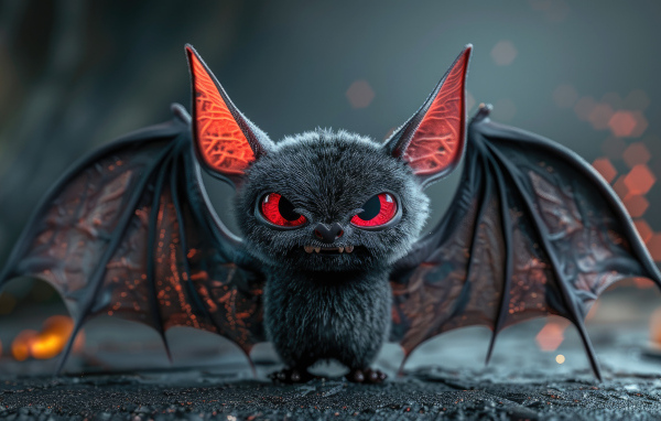 Злобная летучая мышь с красными глазами