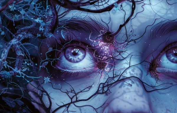 Фантастические глаза с растениями на лице