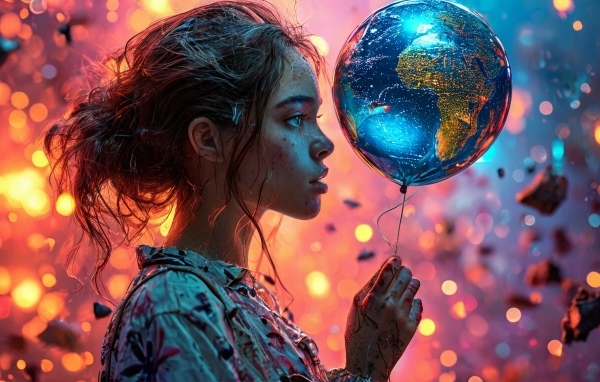 Девочка с волшебным шариком в руках