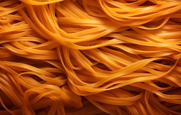 Оранжевые спагетти крупным планом