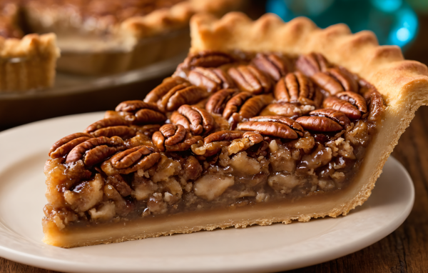 Кусок пирога с орехами пекан