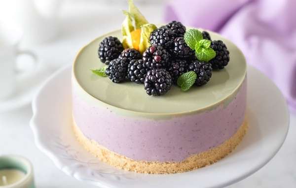 Пирог с муссом и ягодами черники